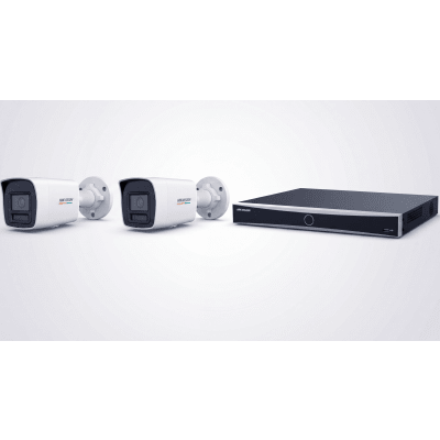 ACUKIT2CAM - Kit NVR IP / 8 Canales / 8 Puertos PoE+ / 2 Cámaras Bullet 4 MP / ColorVu 3.0 / Luz Dual 30 m (98.4 ft) / AcuSense / IP67 / H.265+