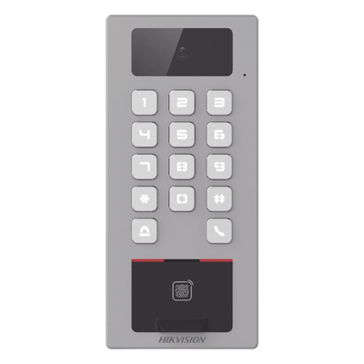 DS-K1T502DBFWX-C-E1 - Terminal de Control de Acceso / Videoportero Multiapartamento / 2 Megapixel / IP65 & IK09 / 10,000 Huellas / 100,000 Tarjetas / PoE / 2 Relays / Wi-Fi