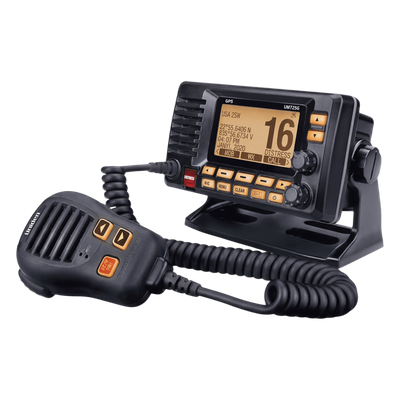 UM725GBK - Radio Móvil Marino VHF / 25W RF / GPS Integrado / NMEA 2000 / DSC Clase D / IPX8 / Triple Observación / LCD de Alta Visibilidad