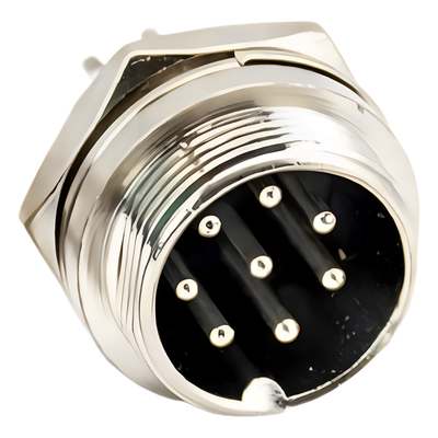 M-18 - Conector Socket Hembra / 8 Contactos Macho / Soldable / Seguro Roscable / 3.5 x 1.7 cm / 0.46 oz