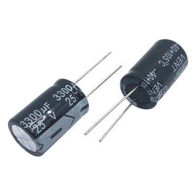 3300MF25V - Capacitor Electrolítico de Aluminio, Radial de 3300 µFd, 25 Vcc, 105 °C, 18 x 25 mm.