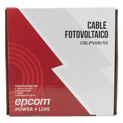 CBL-PV-6R/50 - Cable Fotovoltaico / 16 mm² (6 AWG) / Cobre / 2000V / Rojo / Rollo 50 m (164 ft)