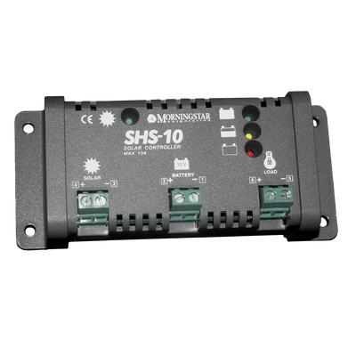 SHS-10 - Controlador de Carga Solar PWM / 10 A / 12 VCC / Desconexión Automática / IP22 / Consumo 8 mA / -25°C a +50°C