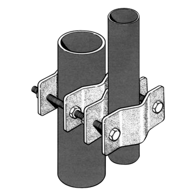 CLAMP-005 - Abrazadera Dual / Mástil 3.81-8.9 cm (1.5-3.5 in) / Acero Galvanizado / Montaje Paralelo