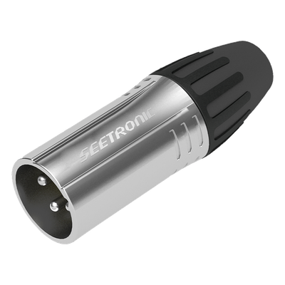 SCMM3 - Conector de cable XLR Macho / Carcasa cromada perlada / Contactos plateados / Abrazaderas 3.5-8 mm / Diseño sin anillo