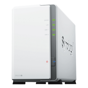 DS223J - NAS de 2 Bahías / CPU 4 Núcleos 1.7 GHz / 1 GB DDR4 / LAN 1GbE / USB 3.2 Gen 1 / RAID 0, 1, JBOD, SHR