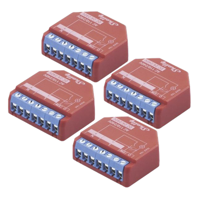 SHELLYPLUS1PMK4 - KIT de 4 piezas Relevador inalámbrico inteligente 16A, 110-230 V, medición de consumo, compatible con asistente de voz Alexa, Google Home