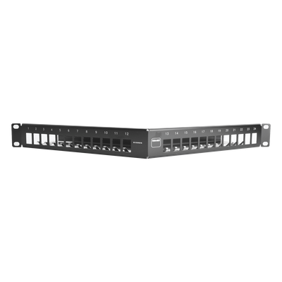 TMPNLZA2401 - Patch Panel / 24 Puertos Modulares / Diseño Angulado / Blindado / 1UR / 19"