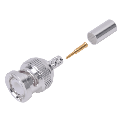 RFB-1106-2ST - Conector Coaxial BNC Macho / Anillo Plegable / Cuerpo Bronce Plateado / Contacto Oro / Aislante Teflón / Cables RG-58/U, RG-142/U, LMR-195
