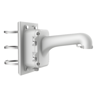 DS-1604ZJ-BOX-POLE - Montaje en Poste con Caja de Conexión / Ajustable 100-200 mm / Capacidad 10 kg (22 lb) / Aluminio y Acero / IP Compatible