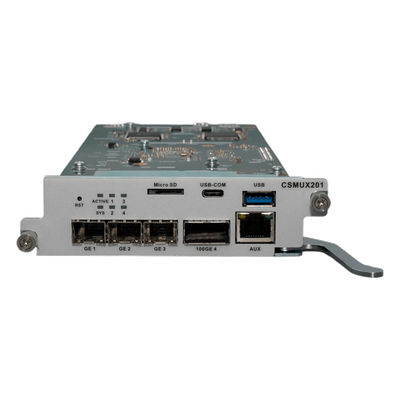 CSMUX201 - Tarjeta de Control y Uplink / 3x SFP/SFP+ 1/10G / 1x QSFP28 40/50/100G / Puerto Consola RJ45 / Out-Band 10/100/1000Base-T