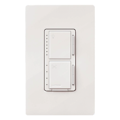 MACL-LFQ-WH - Control dual ventilador y atenuador Maestro LED+ / 1.5 A, 4 velocidades / 75 W LED o 250 W inc-hal / 120 V / unipolar / sin neutro