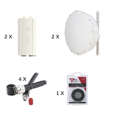 FORCE400TX30 - Enlace completo de 2 radios FORCE400C con antenas TXP-4965-30PB2-KIT (30 dBi), rango de frecuencia extendida (4.9 a 6.2 GHz)