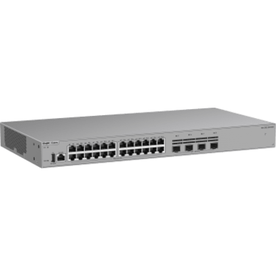 RG-CS62-24GT4XS - Switch Ethernet de Acceso 1000 Mbps / 24 Puertos RJ45 10/100/1000BASE-T / 4 Puertos SFP+ 1GE/2.5GE/10GE / Capacidad 128 Gbps / Enrutamiento Layer 3 / VSU / Diseño Sin Ventilador / 1 RU / Línea Cybrey