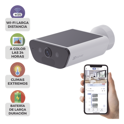 CS-CB5-4K - Cámara IP de Batería con Panel Solar / 4K Ultra HD / Wi-Fi 6 / Visión Nocturna Color 15 m (49.2 ft) / Detección Humana y Vehículos / IP65 / Audio Bidireccional