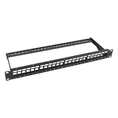 LP-PP-23-UTP-BK-24P - Patch Panel / 24 Puertos / 1U Rack / Acero al Carbono / Barra Organizadora / 19"