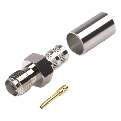 RSA-3050-X - Conector Coaxial SMA Hembra / Anillo Plegable / Para Cables RG-8/X, LMR-240, Belden 9258 / Cuerpo Níquel / Contacto Oro / Aislante Teflón