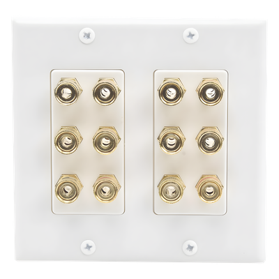 EP-WP6S - Placa de Pared | Postes de Unión Tipo Banana | Conexión para 6 Altavoces | Fácil Instalación | Conectores Chapados en Oro