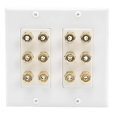 EP-WP6S - Placa de Pared | Postes de Unión Tipo Banana | Conexión para 6 Altavoces | Fácil Instalación | Conectores Chapados en Oro