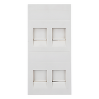 SM-FP-4-KEY - Placa Plana de Voz y Datos con Guardapolvo / 4 Puertos Keystone / Color Blanco / 108 x 52 mm / 5 mm Profundidad / Compatible Cajas Pavimento
