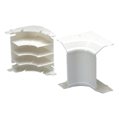 T70ICIW - Esquinero Interior para Canaleta / PVC Rígido / Doble Cara / Radio de Curvatura 1 in / UL94V-0 / Blanco Mate