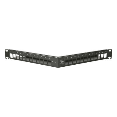 10GMXP-A1-24E - Patch Panel Angulado 10G MAX UTP / 24 Puertos Vacíos / 1U Rack 19" / Compatible Z-MAX® y UltraMAX™ / Color Negro / Administrador de Cable Integrado