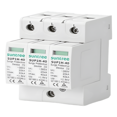 SUP1H40/480VAC/3P - Supresor de Picos / 440 VCA / 3 Polos / 40 kA / IP20 / -40°C a +80°C / Riel DIN 35 mm