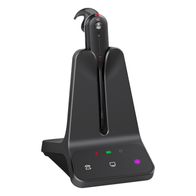 WH63-E2-TEAMS - Auricular Inalámbrico DECT / Alcance 185 m (606.9 ft) / Cancelación de Ruido Acoustic Shield / Multidispositivo PC y Teléfono IP / 8 Horas de Conversación