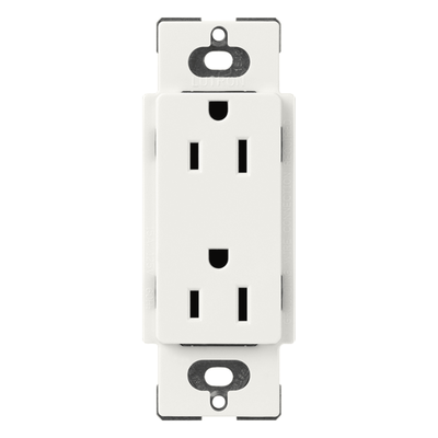 SCR15RW - Receptáculo dúplex Claro / 15 A / 125 V / apertura decorador / terminales de tornillo y push-in / sin tornillos visibles