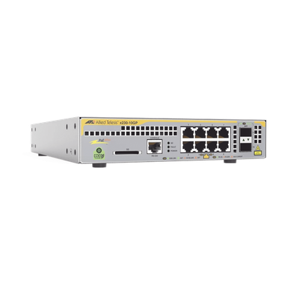AT-X230-10GP-R-10 - Switch PoE+ Capa 3 / 8 Puertos Gigabit PoE+ / 2 SFP / 30W por Puerto / Sin Ventilador