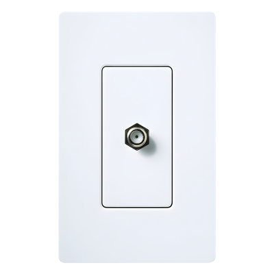 CACJWH - Toma de Pared Coaxial / Conector Tipo F / 75 Ohm / Estilo Designer / Blanco Brillante