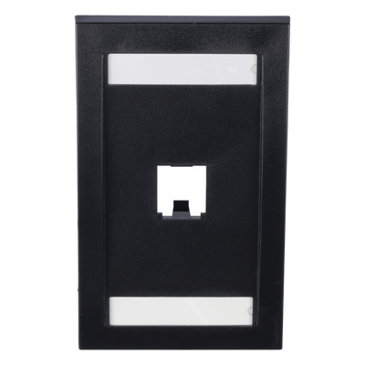 CFPE1BLY - Placa de Pared Vertical / 1 Puerto Mini-Com / Espacio para Etiquetas / ABS Negro