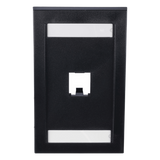 CFPE1BLY - Placa de Pared Vertical / 1 Puerto Mini-Com / Espacio para Etiquetas / ABS Negro