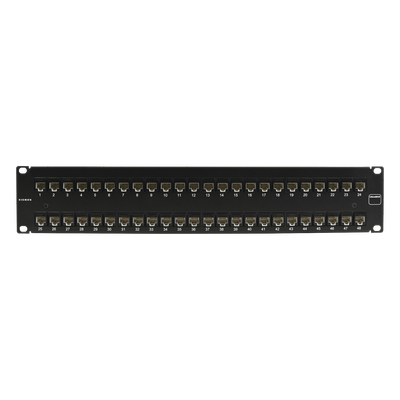 UP5-F2-48L-RS - Patch Panel / UTP Cat5e / 48 Puertos / Plano / 2U / 19" Rack / -10 a 60 °C / UL94 V-0