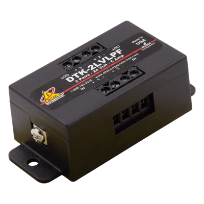 DTK2LVLPF - Protector Bajo Voltaje / 2 Pares / 24V / 47V Sujeción / -40 a 70°C / 0.25 x 0.13 x 0.13 ft / UL497B / Paneles Incendio Direccionables