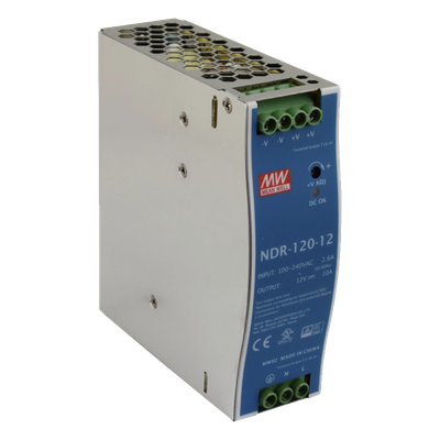 NDR-120-12 - Fuente de poder industrial / 120 W / 12 Vcc / 10 A / Entrada 90~264 VCA / Riel DIN / 1.57 x 4.93 x 4.47 in