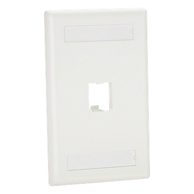 CFPL1IWY - Placa de Pared Vertical / 1 Puerto Mini-Com / Etiquetas Personalizables / Blanco Mate / 2.75 x 4.5 pulgadas