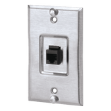 KWP5EY - Placa de Pared Telefónica, Salida de 1 Puerto Keystone, Con Jack Cat5e Estilo TP, de Acero Inoxidable