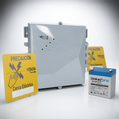 SYSNGV2-KIT - Energizador Perimetral / 12,000 V / 1 Joule / 2,500 m (8,202 ft) / Respaldo 3 Días / Solar 12V