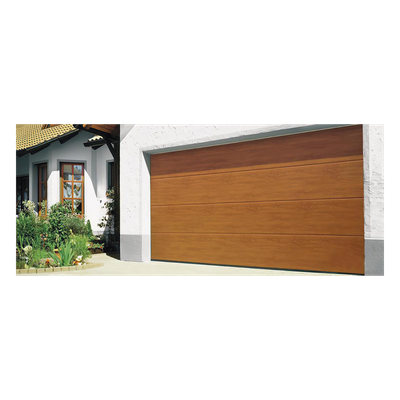 GARAGE98-W - Puerta de Garage D/ Alta calidad / 9x8 pies / AISLADA / Estilo Americana / Imitacion Madera / Golden Oak / Linea Central .