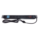 THTCM6CUSB - PDU Horizontal / 6 Contactos NEMA 5-15R / 2 Puertos USB 5V/2.1A / 1UR / 19" / 1875 W / Cable 1.80 m (5.9 ft)