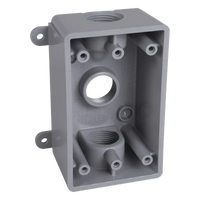 HUB-PSB-37550-GY - Caja Impermeable / 1 Gang / 3 Salidas Roscadas 1/2 - 3/4 in / Profundidad 2 in (5.08 cm) / 16.5 in³ / Gris
