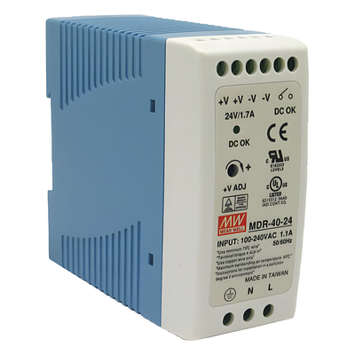 MDR-40-24 - Fuente de poder Industrial / Riel DIN / 24 VCC / 40 W / 85-264 VCA / 1.7 A / 40 x 90 x 100 mm (1.57 x 3.54 x 3.94 in)