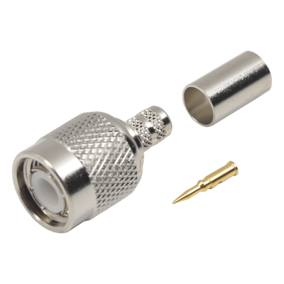 RFT-1202-2T - Conector Coaxial TNC Macho / Anillo Plegable / Cables RG-58/U, RG-142/U, LMR-195 / Níquel / Oro / Teflón