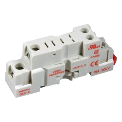 VBD1B-C - Base Socket para Relé SPDT / 15 A / 300 V / Montaje Riel DIN 35 mm o Lateral / Terminales Finger-Safe