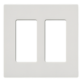 SC2SW - Placa de Pared 2 Espacios / Diseño Screwless / Perfil 7.6 mm / Acabado Snow Satinado / Compatible Lutron Maestro, Diva, Pico