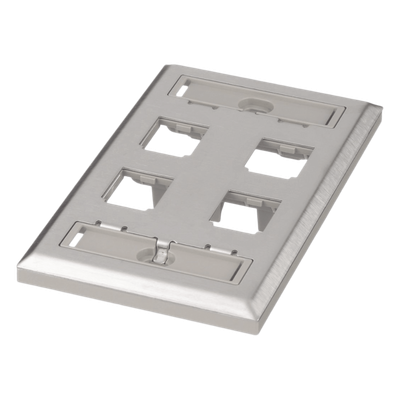 CFPL4SY - Placa de Pared Vertical / Acero Inoxidable Grado 304 / 4 Puertos Mini-Com / 69.8 x 114.3 mm / 2.75 x 4.5 pulg.
