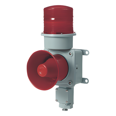 SDL-WS-220-R - Combinación de baliza LED y sirena electrónica / 114 dB / 12-220 VCA / IP66 / Aluminio y policarbonato / Industria pesada