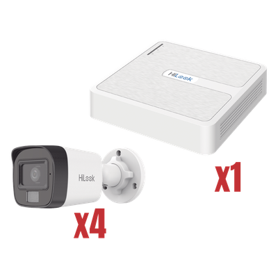 KIP2MP/4B - Kit IP 4Megapixel / NVR de 4 Canales con 4 Puertos PoE / 4 Cámaras IP Dual light con microfono