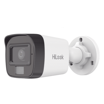 IPC-B120HA-LUC - CAMARA HILOOK TIPO BALA IP 2 MEGAPIXEL (1080P) / LENTE 2.8 MM / ÁNGULO DE VISIÓN 101 / 20 MTS IR + 15 MTS LUZ BLANCA / MICRÓFONO INTEGRADO / ACUSENSE LITE / EXTERIOR IP67 / POE / DWDR / H.265+ / ONVIF